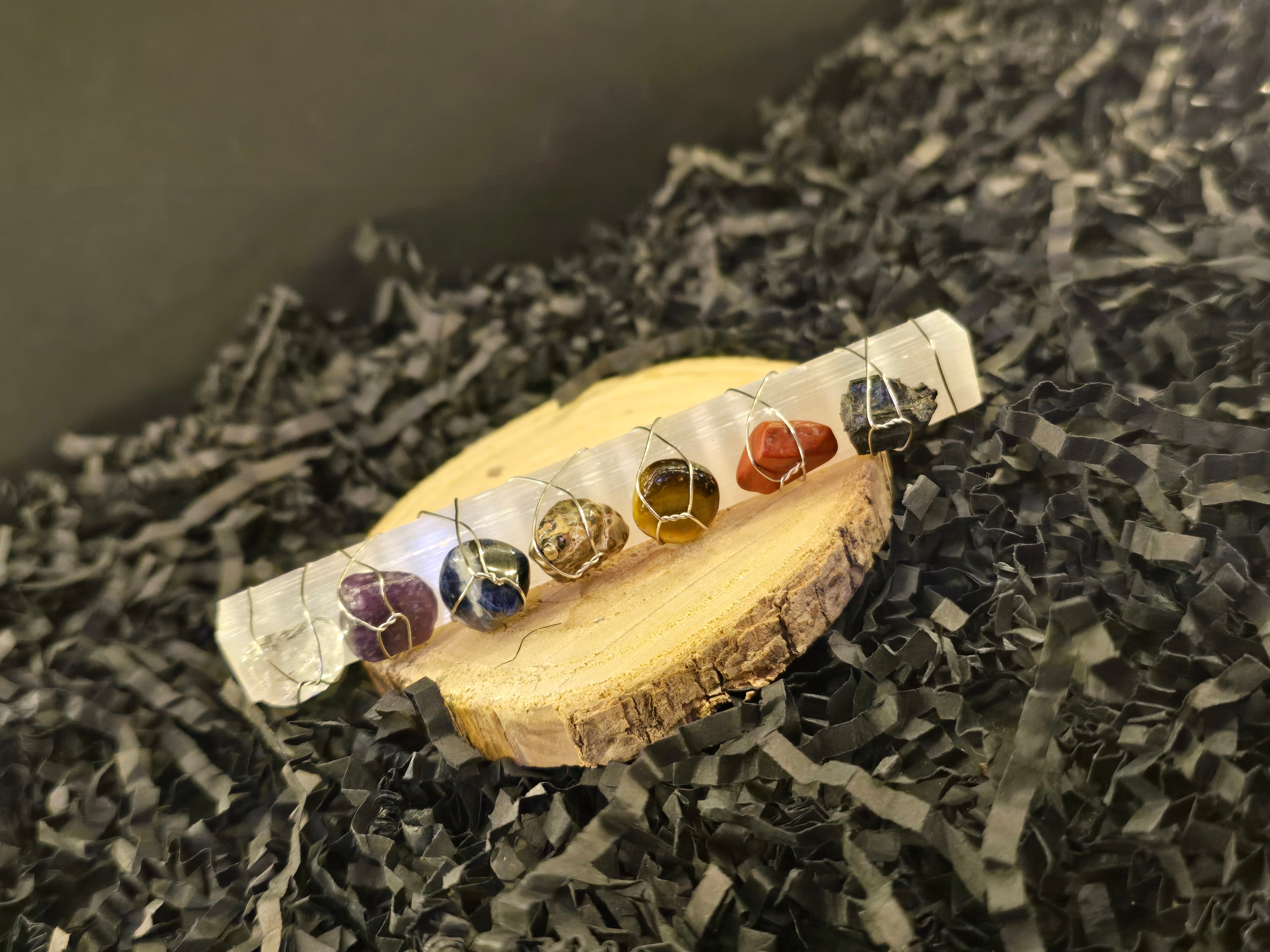 Selenite Chakra Wand- Silver Wire